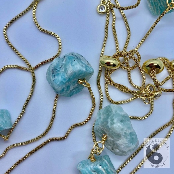 14K Gold Plated Amazonite Adjustable Bracelet - Picture 3 of 4